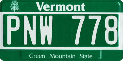 VT license plate PNW778
