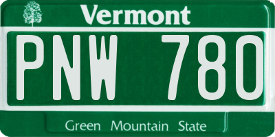 VT license plate PNW780