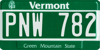 VT license plate PNW782