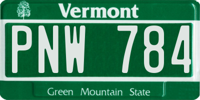 VT license plate PNW784