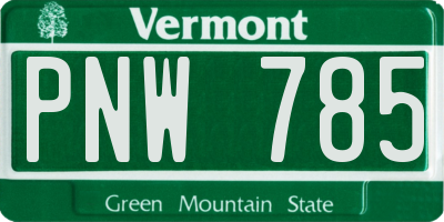 VT license plate PNW785