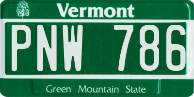 VT license plate PNW786