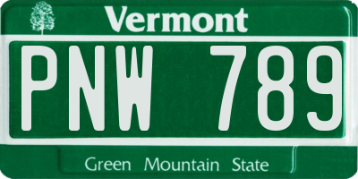 VT license plate PNW789