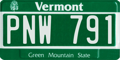 VT license plate PNW791