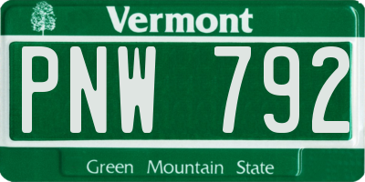 VT license plate PNW792
