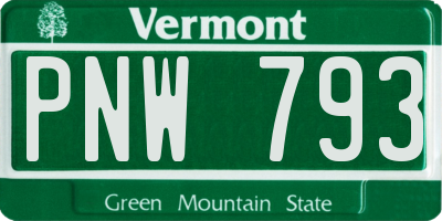 VT license plate PNW793