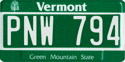 VT license plate PNW794
