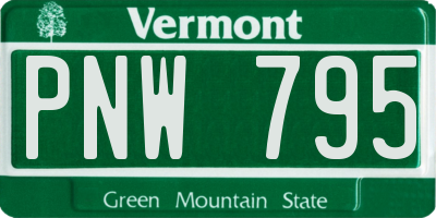 VT license plate PNW795