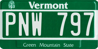VT license plate PNW797
