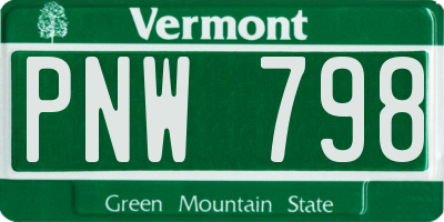 VT license plate PNW798