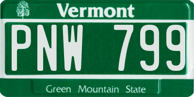 VT license plate PNW799