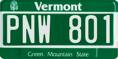 VT license plate PNW801