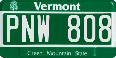 VT license plate PNW808