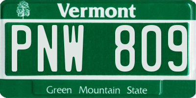 VT license plate PNW809