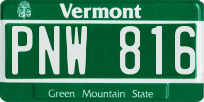 VT license plate PNW816