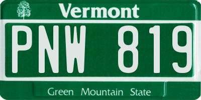 VT license plate PNW819