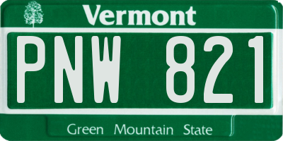 VT license plate PNW821