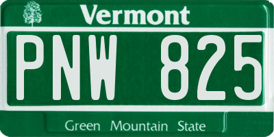 VT license plate PNW825