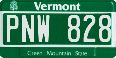 VT license plate PNW828
