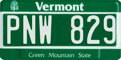VT license plate PNW829