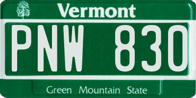 VT license plate PNW830