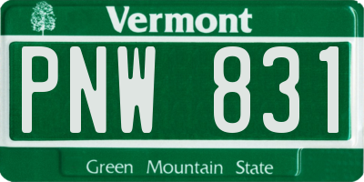 VT license plate PNW831