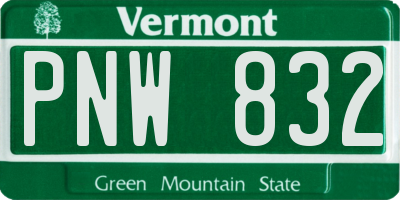 VT license plate PNW832