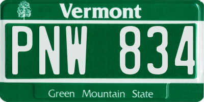 VT license plate PNW834