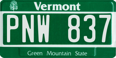 VT license plate PNW837