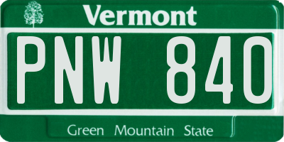VT license plate PNW840