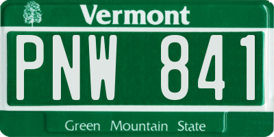 VT license plate PNW841