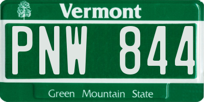 VT license plate PNW844