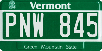 VT license plate PNW845