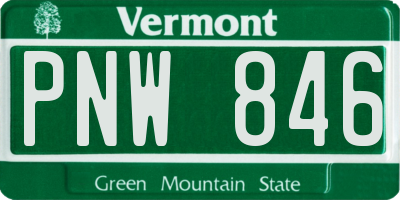 VT license plate PNW846