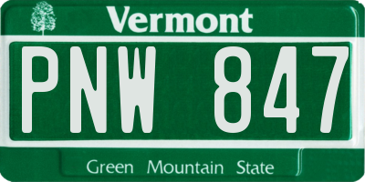 VT license plate PNW847
