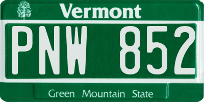 VT license plate PNW852
