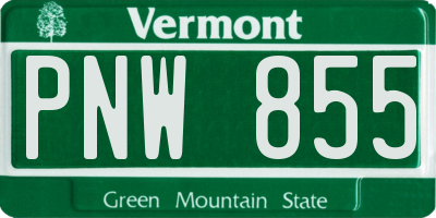 VT license plate PNW855
