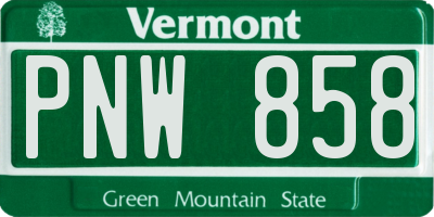 VT license plate PNW858