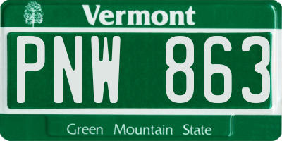 VT license plate PNW863