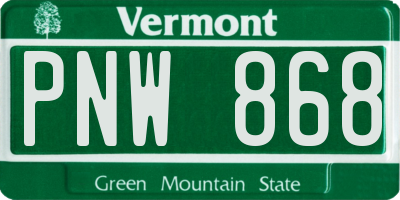 VT license plate PNW868