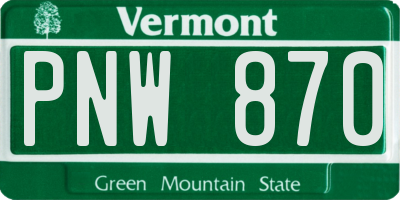 VT license plate PNW870