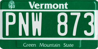 VT license plate PNW873
