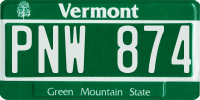 VT license plate PNW874