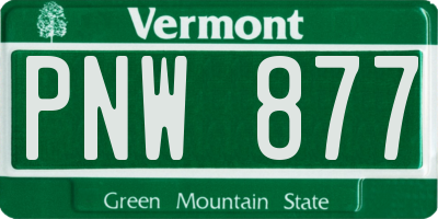 VT license plate PNW877