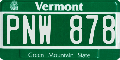 VT license plate PNW878