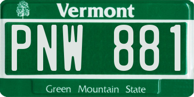 VT license plate PNW881