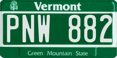 VT license plate PNW882