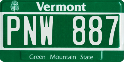 VT license plate PNW887