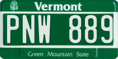 VT license plate PNW889