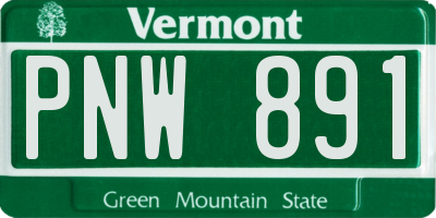 VT license plate PNW891